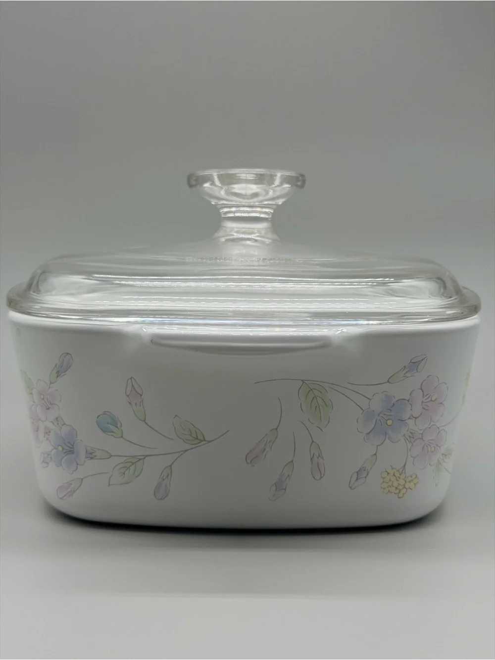 Vintage Corning Ware Pastel Bouquet 1.5L Casserole Dish A-1 1/2-B with Pyrex Lid